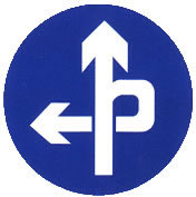 立体交叉直行和左转弯行驶标志