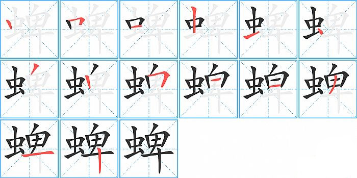 蜱的笔顺分步演示图