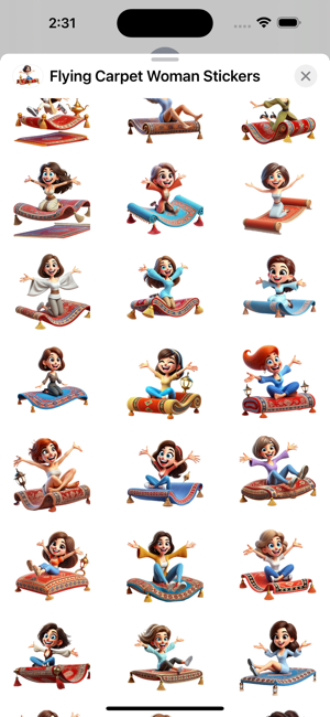 Flying Carpet Woman StickersiPhone版