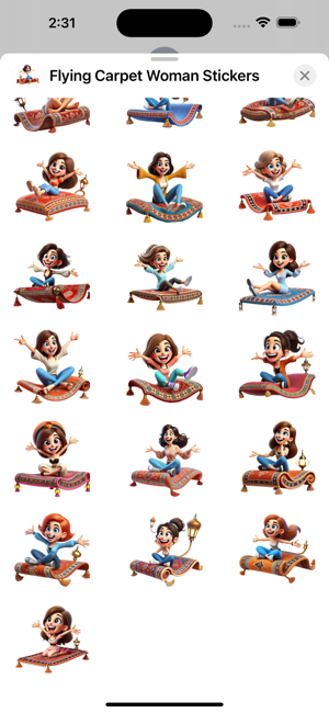 Flying Carpet Woman StickersiPhone版