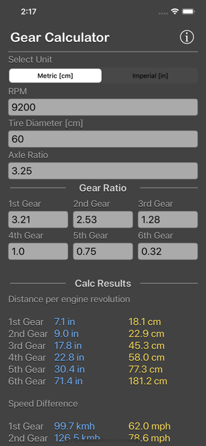 齿轮速度计算器‬iPhone版