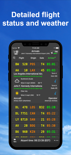 飞机场出发和到达专业应用iPhone版