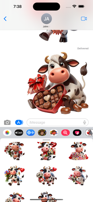 Valentine Cow StickersiPhone版