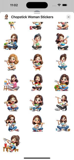 Chopstick Woman StickersiPhone版