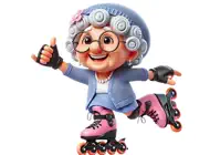 Rollerblading Granny StickersiPhone版