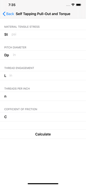 螺栓和螺纹计算器iPhone版