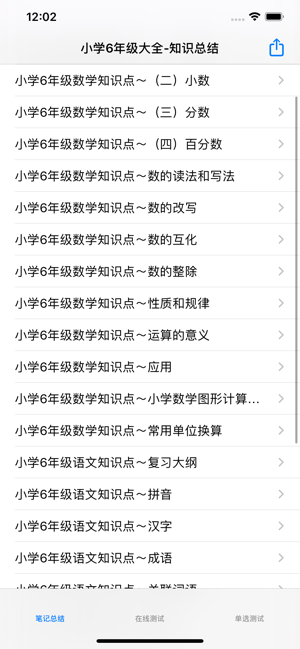 小学六年级数学语文英语总结大全iPhone版