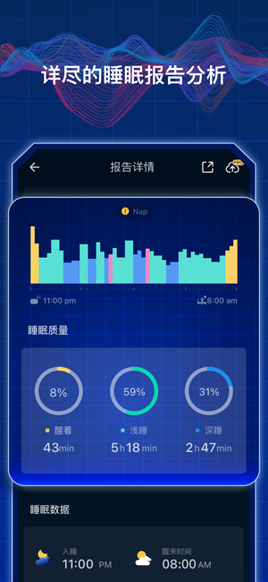 睡眠监测：白噪音冥想助眠睡觉记录，梦话录音鼾声呼噜检测iPhone版