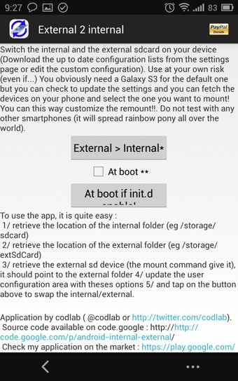 Root External 2 Internal SD