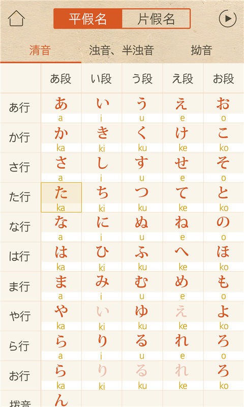 日语五十音图教程