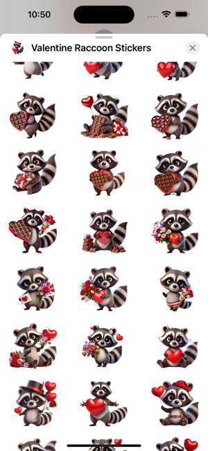 Valentine Raccoon StickersiPhone版