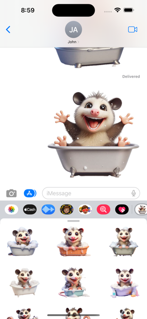 Opossum Bath StickersiPhone版