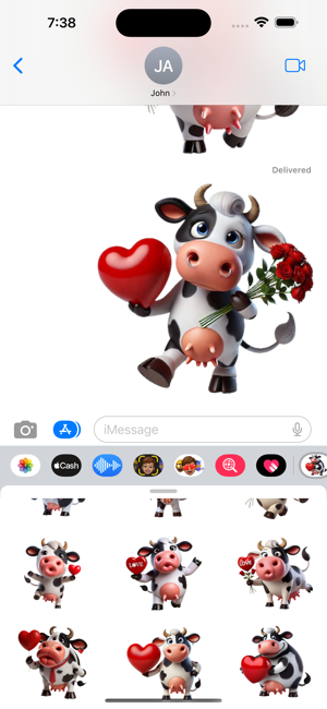 Valentine Cow StickersiPhone版