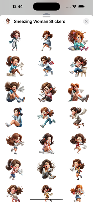 Sneezing Woman StickersiPhone版