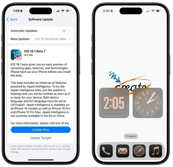 iOS 18.1beta7版发布：小组件与Ai更新