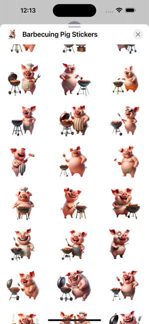 Barbecuing Pig StickersiPhone版