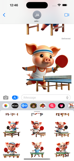 Table Tennis Piglet StickersiPhone版