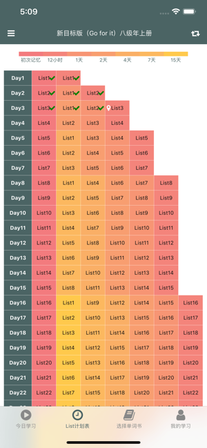 艾宾浩斯List计划表背单词iPhone版