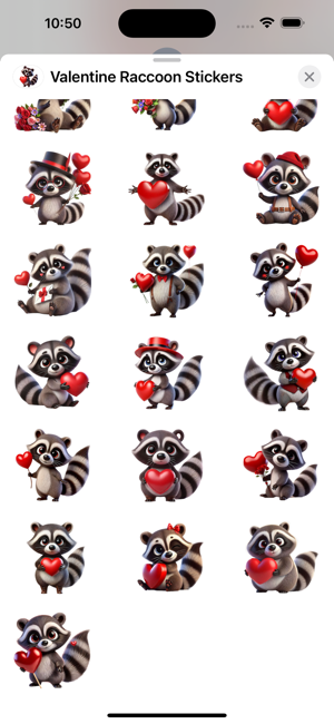 Valentine Raccoon StickersiPhone版