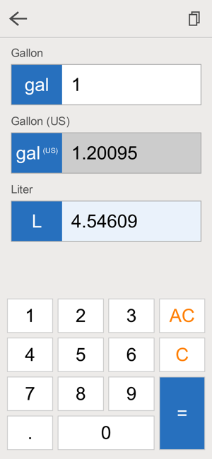 gallon liter converteriPhone版