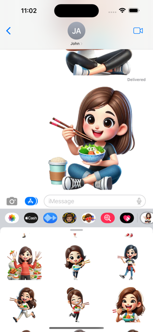 Chopstick Woman StickersiPhone版