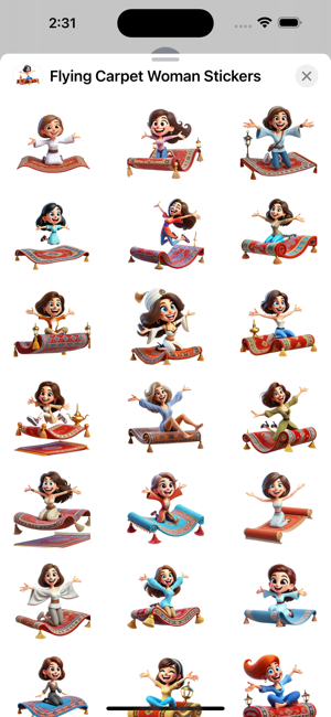 Flying Carpet Woman StickersiPhone版