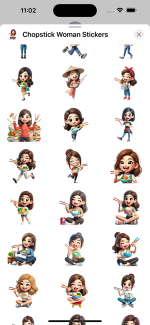 Chopstick Woman StickersiPhone版