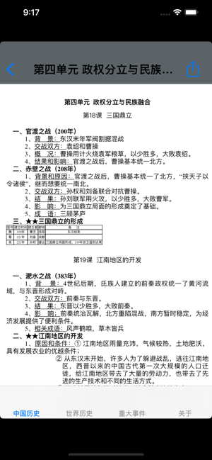 初中历史7~9年级知识点总结大全iPhone版