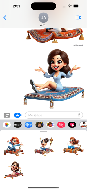 Flying Carpet Woman StickersiPhone版