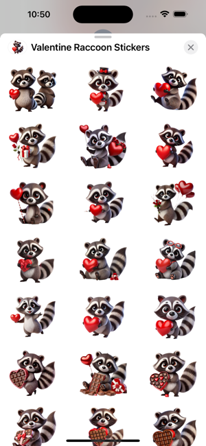 Valentine Raccoon StickersiPhone版