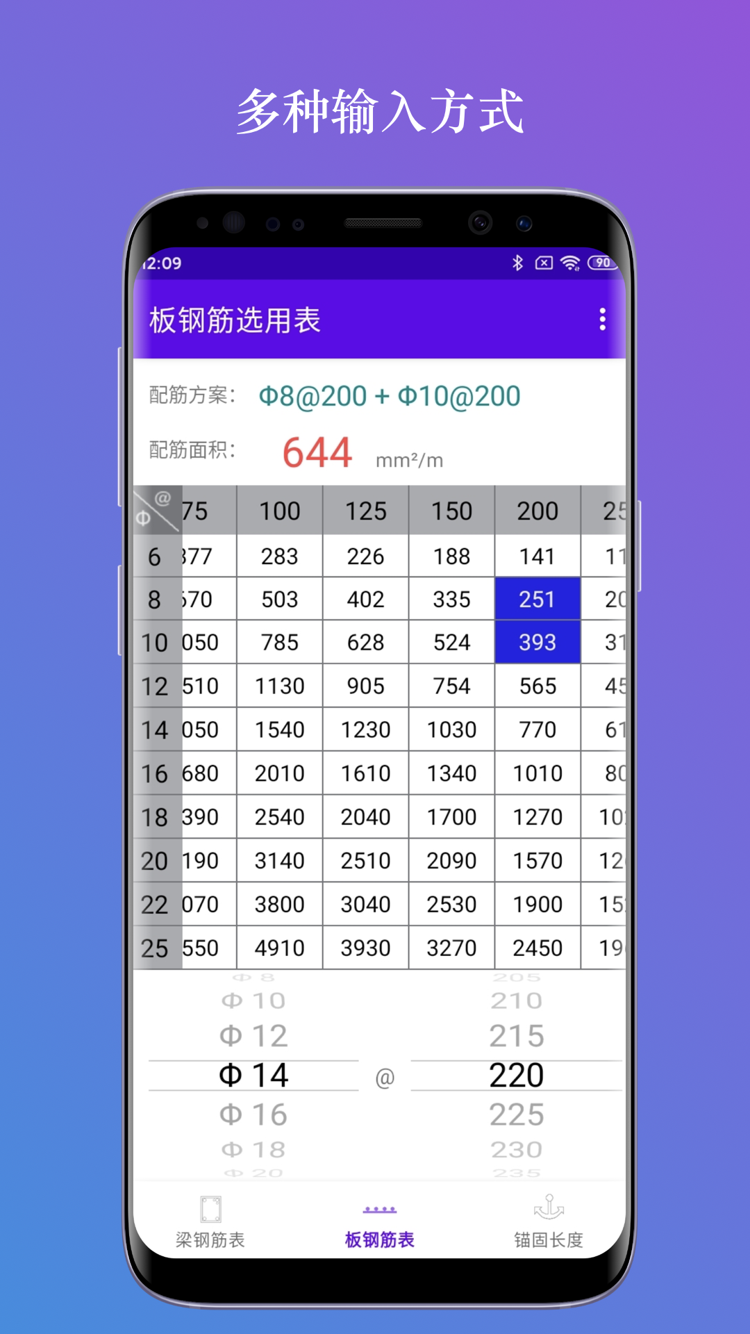 钢筋选用表鸿蒙版