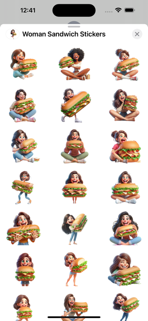 Woman Sandwich StickersiPhone版