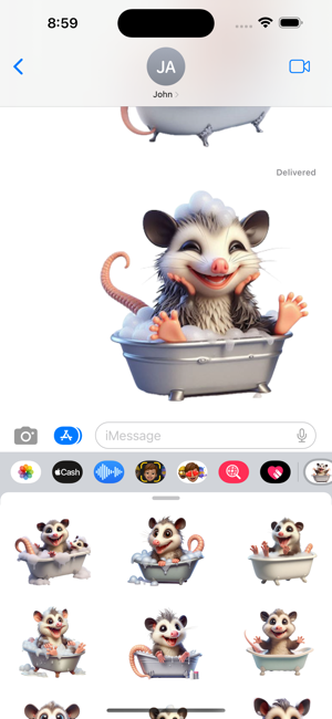 Opossum Bath StickersiPhone版