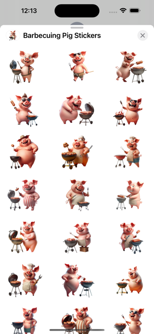 Barbecuing Pig StickersiPhone版