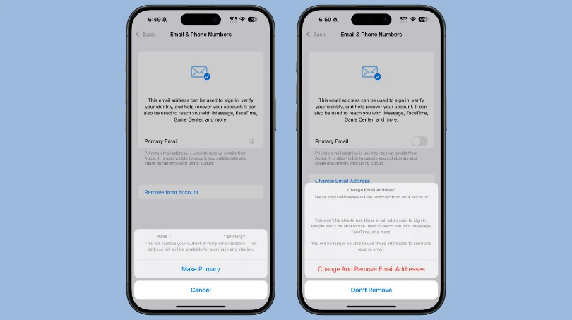 蘋(píng)果 iOS 18.1 支持設(shè)置“主要”郵箱地址并更改 iCloud 郵箱