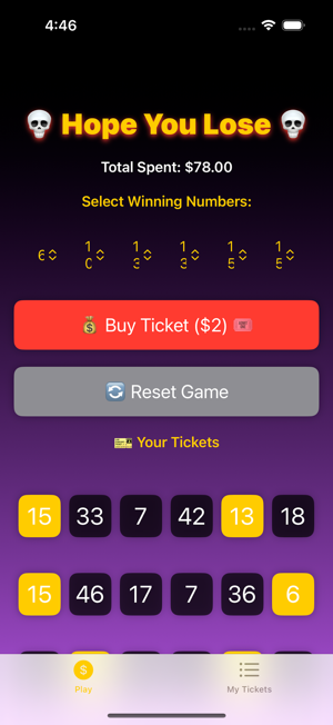 Lottery ticket simulationiPhone版